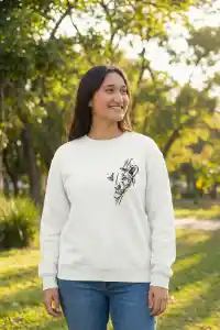 Sevgililer Gününe Baskılı Oversize Bisiklet Yaka Sweatshirt - Beyaz