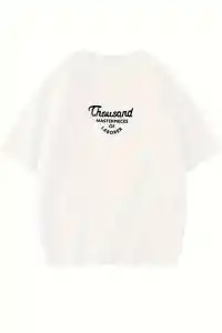 Kadın Baskılı Tişört Bisiklet yaka yazlık Kısa Kol oversize t-shirt - Beyaz