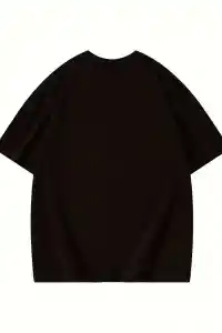 Kadın Baskılı Tişört Bisiklet yaka yazlık Kısa Kol oversize t-shirt - Siyah