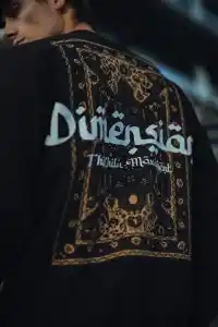 Erkek 3 iplik Pamuklu Bisiklet Yaka Baskılı SweatShirt - Siyah