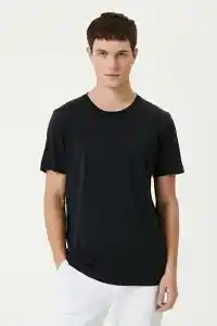ERKEK Düz Tişört Bisiklet Yaka Regular Fit Yazlık Kısa kol T-Shirt - Siyah