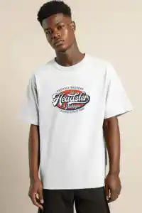Erkek Baskılı T-Shirt Kısa Kol Bisiklet Yaka Regular Fit Rahat Kalıp Günlük Tişört - Beyaz