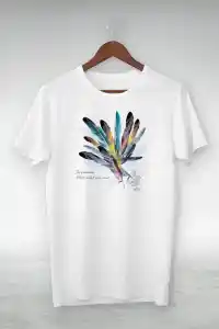 Kadın Baskılı T-Shirt Kısa Kol Bisiklet Yaka Oversize Rahat Kalıp Tişört - Beyaz