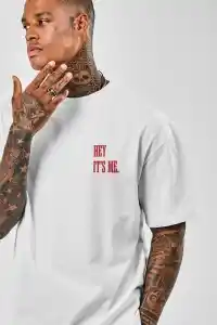 Erkek Baskılı T-Shirt Kısa Kol Bisiklet Yaka Regular Fit Rahat Kalıp Tişört - Beyaz