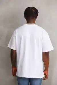Erkek Baskılı T-Shirt Kısa Kol Bisiklet Yaka Rahat Kalıp Tişört - Beyaz