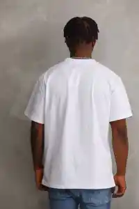 Erkek Baskılı T-Shirt Kısa Kol Bisiklet Yaka Rahat Kalıp Tişört - Beyaz