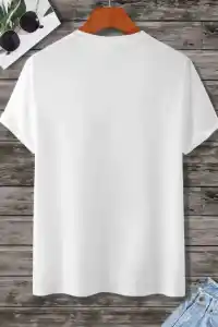 Kadın Baskılı Oversize  kısa kol T-Shirt - Beyaz