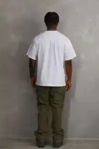 Erkek Baskılı T-Shirt Kısa Kol Bisiklet Yaka Rahat Kalıp Tişört - Beyaz