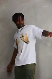 Erkek Baskılı T-Shirt Kısa Kol Bisiklet Yaka Rahat Kalıp Tişört - Beyaz