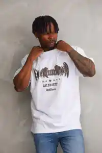 Erkek Baskılı T-Shirt Kısa Kol Bisiklet Yaka Rahat Kalıp Tişört - Beyaz