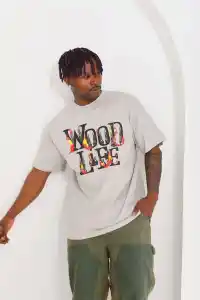 Erkek Kısa Kol Yazlık Tişört Bisiklet Yaka Baskılı Oversize T-Shirt - Gri