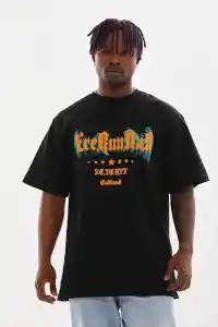Erkek Baskılı T-Shirt Kısa Kol Bisiklet Yaka Rahat Kalıp Tişört - Siyah