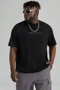 Erkek Baskılı T-Shirt Kısa Kol Bisiklet Yaka Regular Fit Rahat Kalıp Tişört - Siyah
