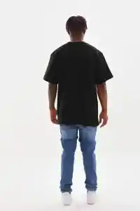 Erkek Baskılı T-Shirt Kısa Kol Bisiklet Yaka Rahat Kalıp Günlük Tişört - Siyah