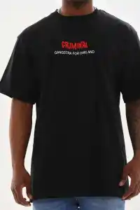 Erkek Baskılı T-Shirt Kısa Kol Bisiklet Yaka Rahat Kalıp Tişört  - Siyah