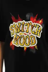 Kadın Kısa Kol Yazlık Tişört Bisiklet Yaka Ejderha Baskılı T-Shirt - Siyah