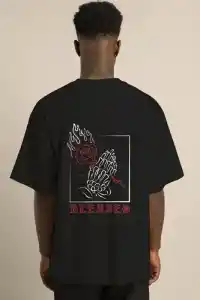 Erkek Baskılı T-Shirt Kısa Kol Bisiklet Yaka Regular Fit Rahat Kalıp Günlük Tişört - Siyah