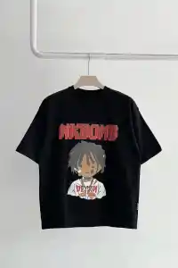 Unisex Çocuk Baskılı T-Shirt - Siyah