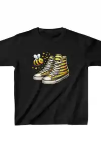 Unisex Çocuk Baskılı T-Shirt - Siyah