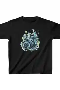 Unisex Çocuk Baskılı T-Shirt - Siyah