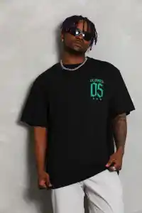 Erkek Baskılı Bisiklet Yaka  Kısa kol T-Shirt - Siyah