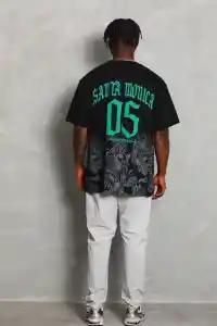 Erkek Baskılı Bisiklet Yaka  Kısa kol T-Shirt - Siyah