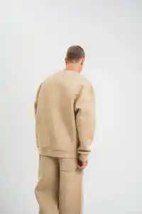 Erkek Uzun Kol Bisiklet Yaka 3 iplik Pamuklu Kışlık SweatShirt  - Bej