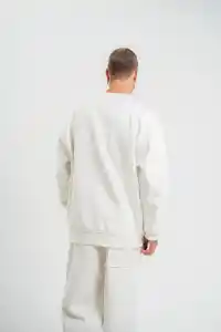 Erkek Uzun Kol Bisiklet Yaka 3 iplik Pamuklu Kışlık SweatShirt  - Beyaz