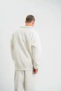 Erkek Uzun Kol Bisiklet Yaka 3 iplik Pamuklu Kışlık SweatShirt  - Beyaz