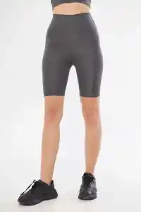 Yüksek Bel Biker Sporcu Şort - Füme