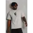 Unisex Oversize Baskılı Bisiklet Yaka T-Shirt - Gri