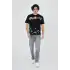 Erkek Baskılı Penye T-Shirt - Siyah