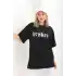 Unisex Baskılı Oversize T-Shirt - Siyah