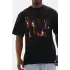 Unisex Baskılı Oversize T-Shirt - Siyah
