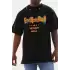 Unisex Kuşgözü Detaylı Baskılı Oversize T-Shirt - Siyah