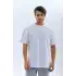 Unisex Oversize Düz Bisiklet Yaka T-Shirt - Beyaz