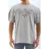 Unisex Oversize Taşlı Bisiklet Yaka T-Shirt - Gri