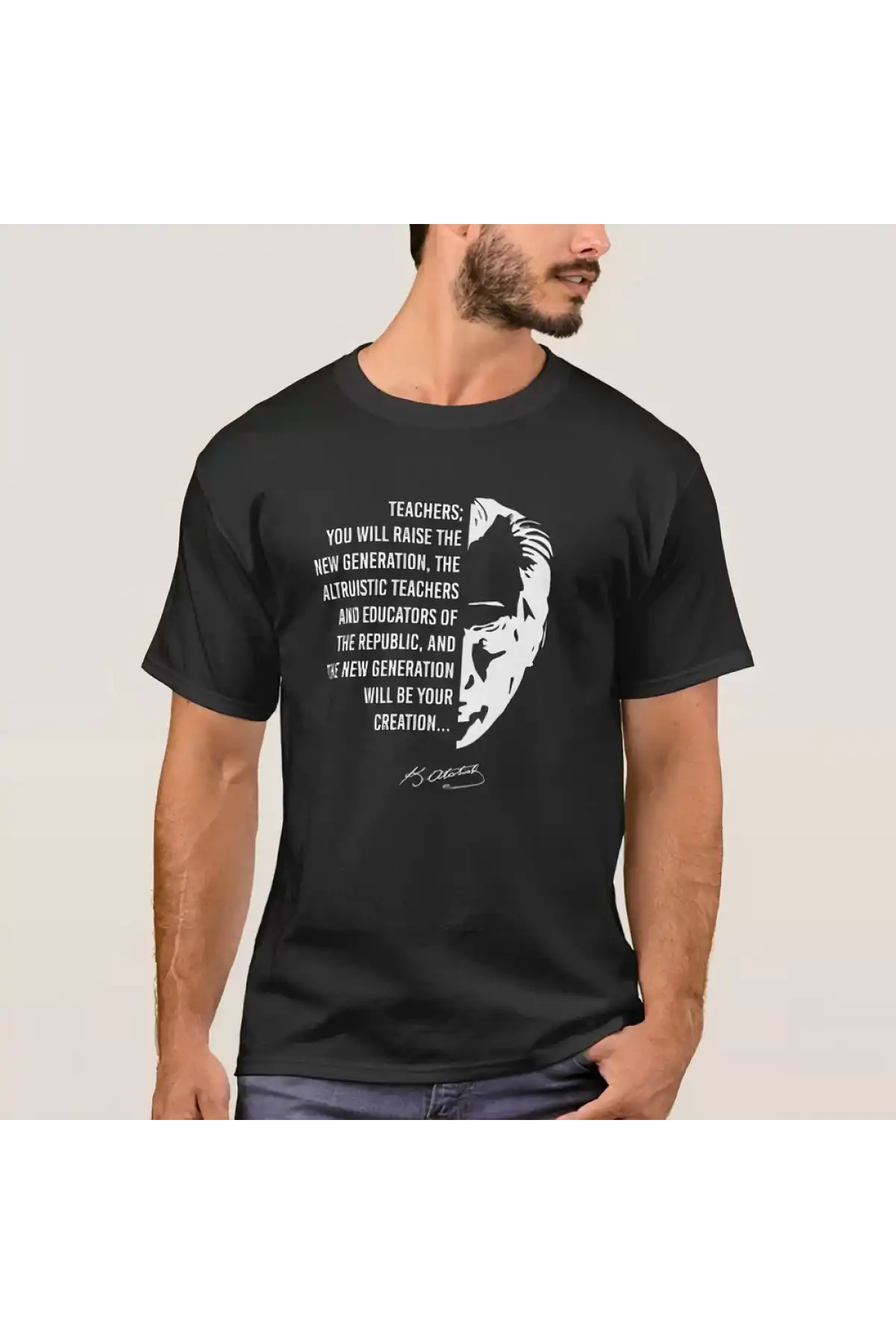 24 Kasım Öğretmenler Günü Baskılı T-shirt - Siyah