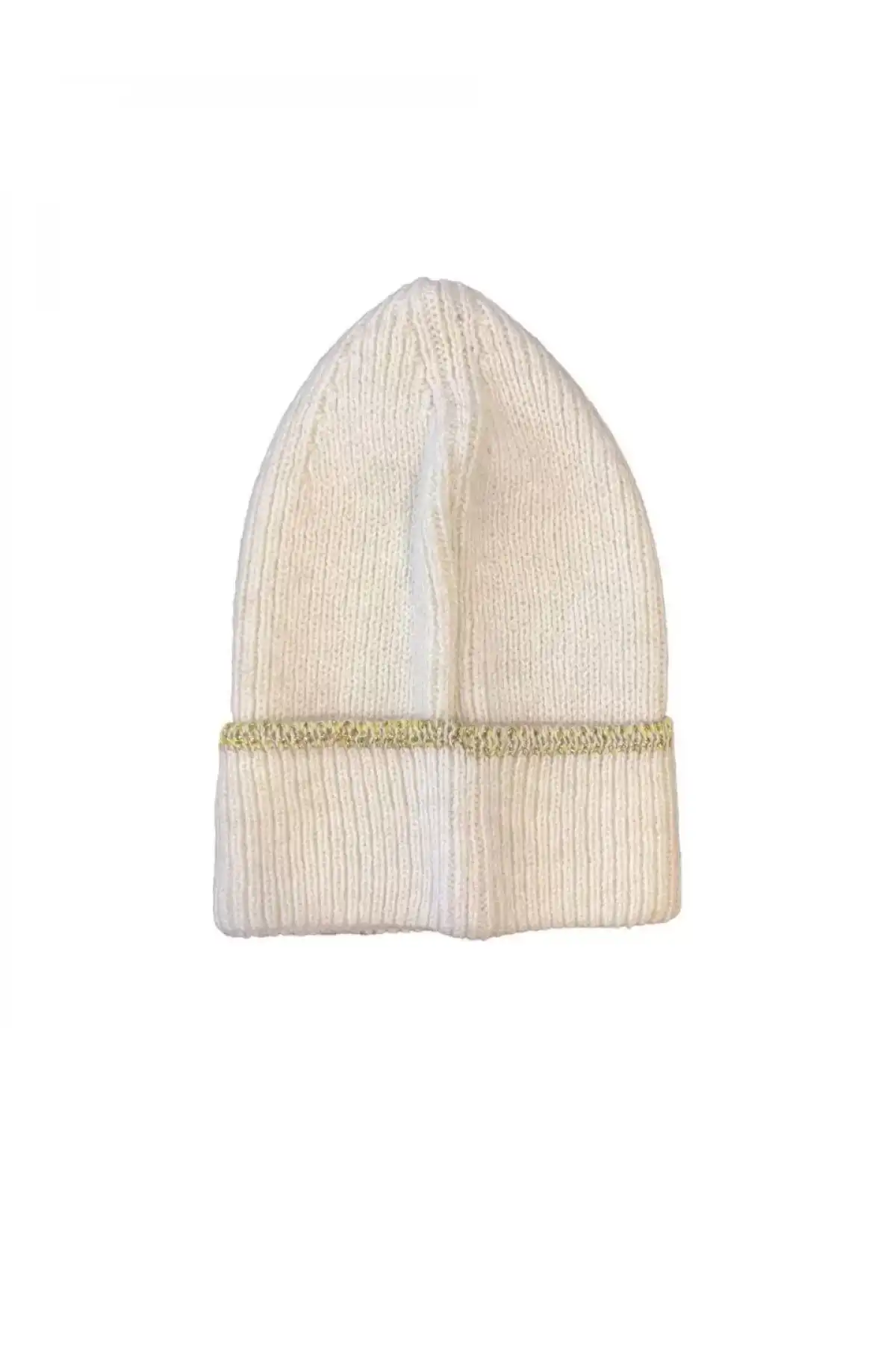 Kadın Dokuma Simli Triko Bere - Beyaz