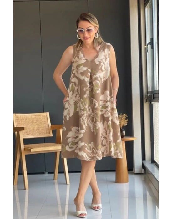 Renkli Çiçek Model Elbise