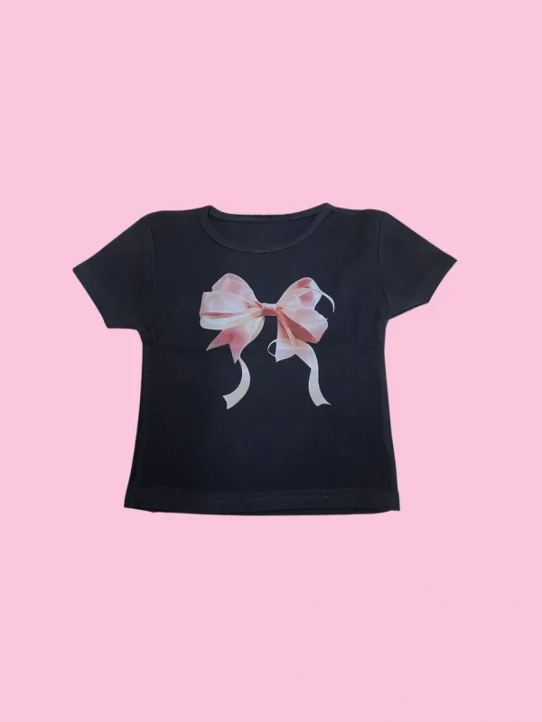 Siyah Pembe Kurdele Crop