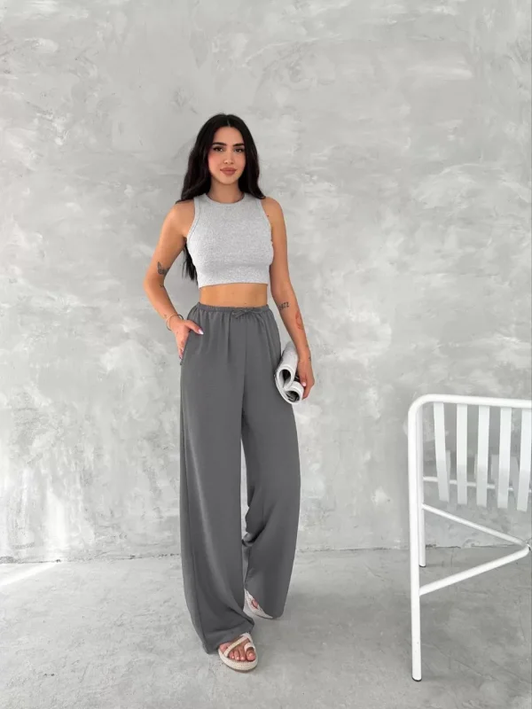 Ayrobin Oversize Kadın Pantalon - Füme