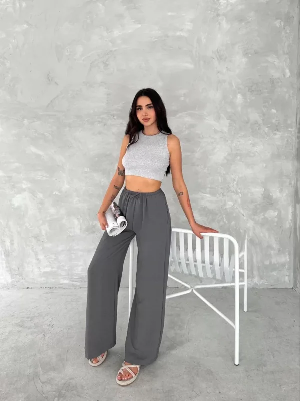Ayrobin Oversize Kadın Pantalon - Füme