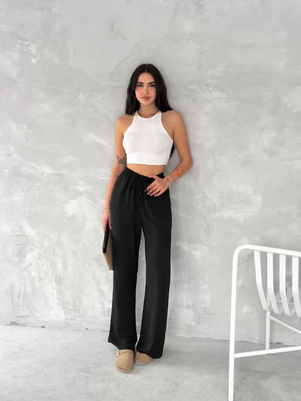 Ayrobin Oversize Kadın Pantalon - Siyah