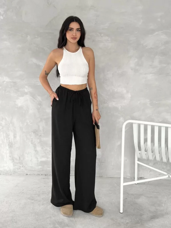 Ayrobin Oversize Kadın Pantalon - Siyah