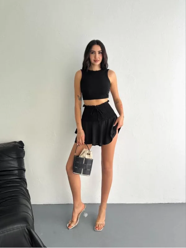 Ayrobin Şortlu Etek - Siyah