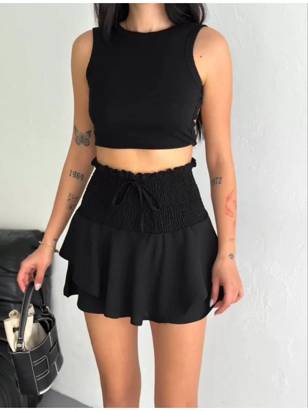 Ayrobin Şortlu Etek - Siyah