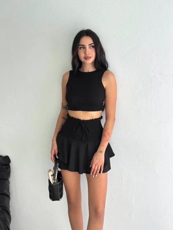 Ayrobin Şortlu Etek - Siyah