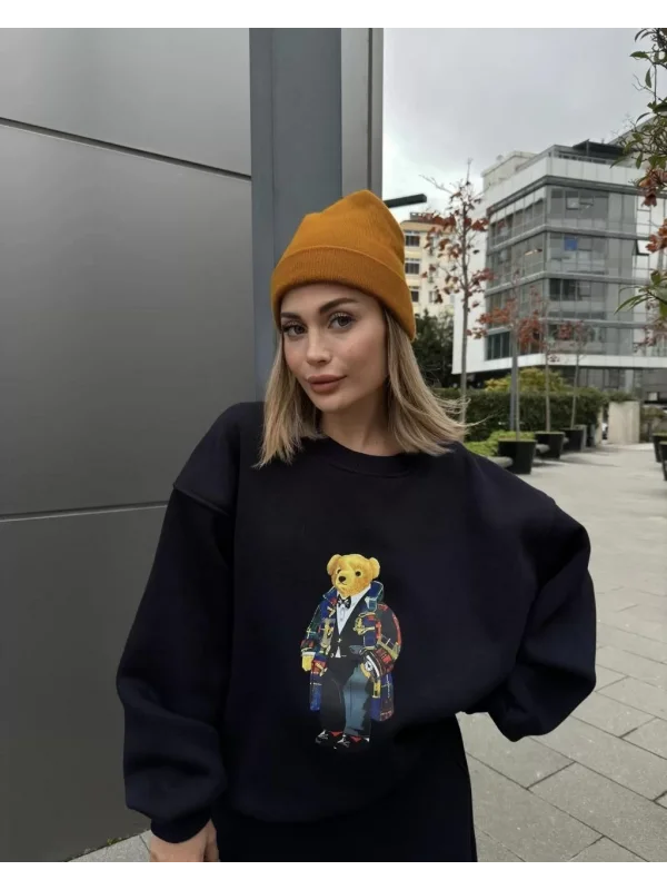 Bisiklet Yaka Üç İplik Sweat Takım - Siyah