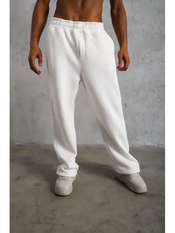 Erkek Baggy Alt Eşofman - Beyaz